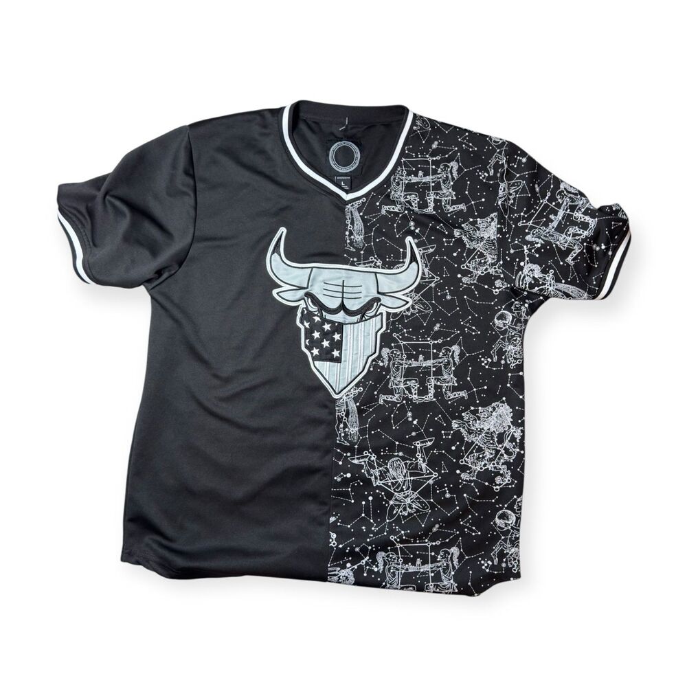 Finest Threads Chicago Bulls Jersey Astrology‎ Shirt Black Gray Size Large